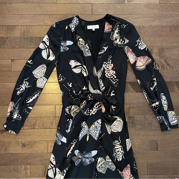 Reiss Butterfly Long Sleeve Midi Front Dress - Size 0 - Picture 4 of 8